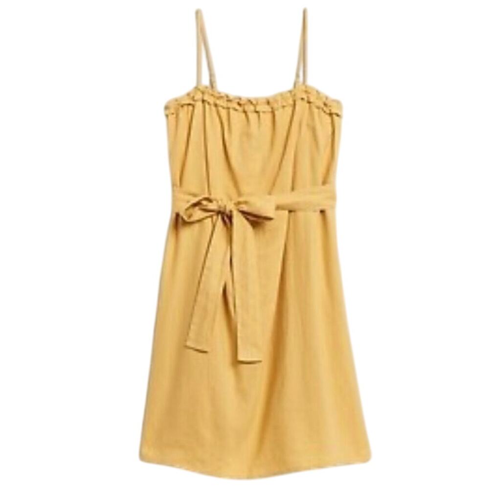 NWT Banana Republic Resort Linen Dress Yellow M Casual Minimalist Beach Coastal‎